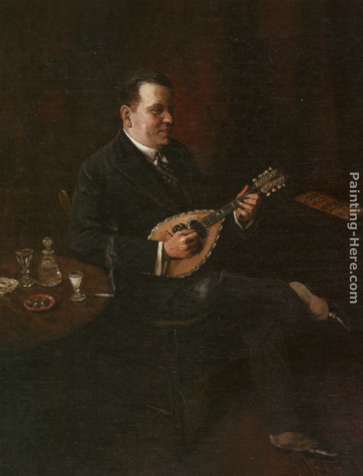 The Mandolin Player painting - Charles Spencelayh The Mandolin Player art painting